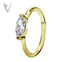 Valkyrie - Gold PVD Stainless steel Hinged conch ring. Set w.marquise cubic zirconia
