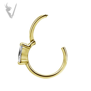 Valkyrie - Gold PVD Stainless steel Hinged conch ring. Set w.marquise cubic zirconia