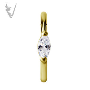 Valkyrie - Gold PVD Stainless steel Hinged conch ring. Set w.marquise cubic zirconia