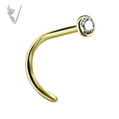 Valkyrie - Gold PVD Stainless steel  jeweled nose studs ( bezel set) - pigtail