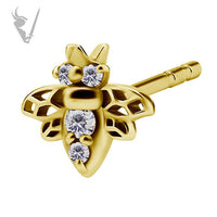 Valkyrie - Gold PVD Stainless steel bee ear studs w/cubic zirconia
