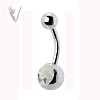 Valkyrie - Stainless steel single jeweled navel barbells (ext threads)