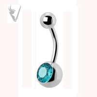 Valkyrie - Stainless steel single jeweled navel barbells (ext threads)