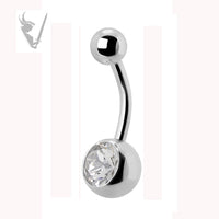 Valkyrie - Stainless steel single jeweled navel barbells (ext threads)
