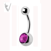 Valkyrie - Stainless steel single jeweled navel barbells (ext threads)