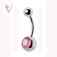 Valkyrie - Stainless steel single jeweled navel barbells (ext threads)
