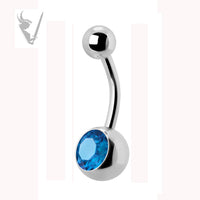 Valkyrie - Stainless steel single jeweled navel barbells (ext threads)
