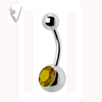 Valkyrie - Stainless steel single jeweled navel barbells (ext threads)
