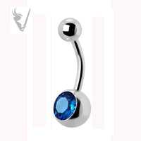 Valkyrie - Stainless steel single jeweled navel barbells (ext threads)
