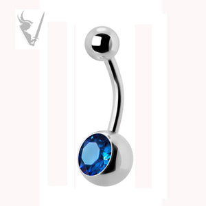 Valkyrie - Stainless steel single jeweled navel barbells (ext threads)