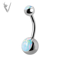 Valkyrie - Stainless steel double opal belly banana
