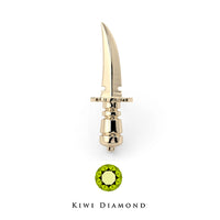 Kiwi Diamond -  14k Persian dagger threadless end
