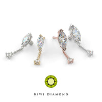 Kiwi Diamond - Marquise prong dangle - Threadless end
