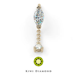 Kiwi Diamond - Marquise prong dangle - Threadless end