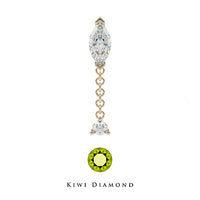 Kiwi Diamond - Marquise prong dangle - Threadless end