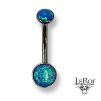 LeRoi Ti bezel gem curved double cabochon opal (int threads)
