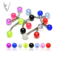 Valkyrie - Stainless steel curved eyebrow barbells with UV beads
