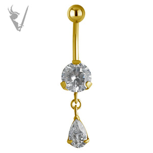 Valkyrie - Gold PVD Stainless steel banana teardrop dangle prong setting (ext threads)