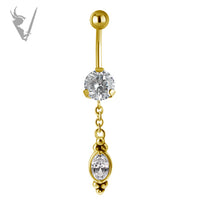 Valkyrie - Gold PVD Stainless steel  banana teardrop dangle prong setting (ext threads)
