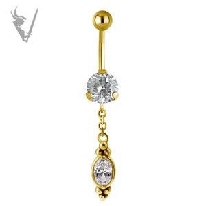 Valkyrie - Gold PVD Stainless steel  banana teardrop dangle prong setting (ext threads)