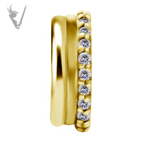 Valkyrie - Gold PVD Stainless steel Hinged ring. Set w./cubic zirconia