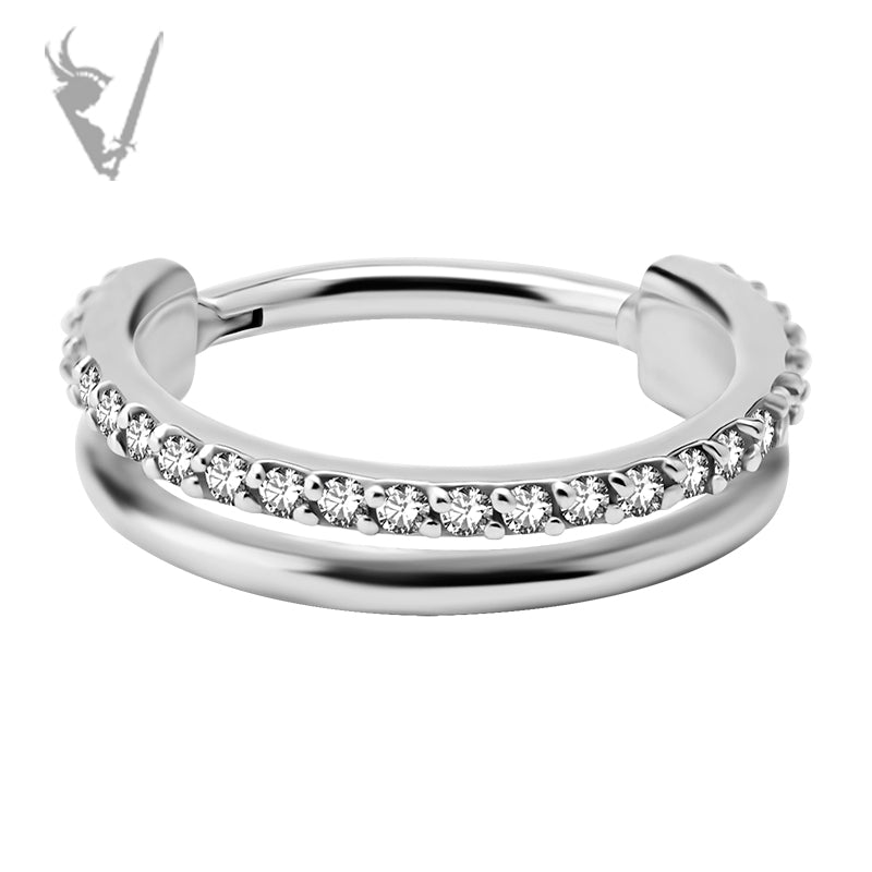 Valkyrie - Stainless steel Hinged ring set w/ cubic zirconia