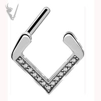 Valkyrie - V shaped cIicker with cubic zirconia
