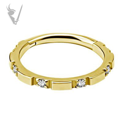 Valkyrie - Gold PVD Hinged clicker set w. Swarovski zirconia