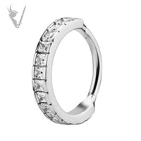 Valkyrie - Hinged clicker ring set with square cubic zirconia
