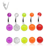 Valkyrie - Stainless steel glitter acrylic UV bead navel barbells