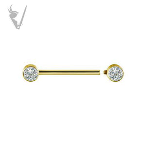 Valkyrie - TItanium gold PVD jeweled nipple barbell with Swarovski ® zirconia