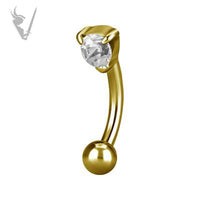 Valkyrie - Gold PVD curved jeweled eyebrow barbell
