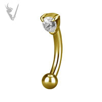 Valkyrie - Gold PVD curved jeweled eyebrow barbell
