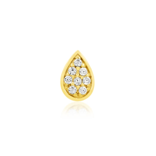 Junipurr - Gold pear with Swarovski®  cz crystal - Threadless End