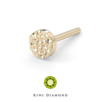 Kiwi Diamond -  14k Hammered disc threadless end
