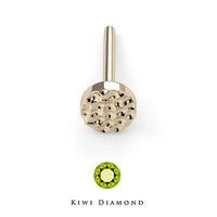 Kiwi Diamond -  14k Hammered disc threadless end
