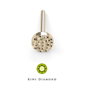 Kiwi Diamond -  14k Hammered disc threadless end