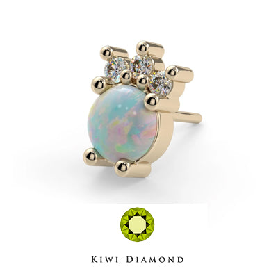 Kiwi Diamond -  14k Cabochon trinity threadless end