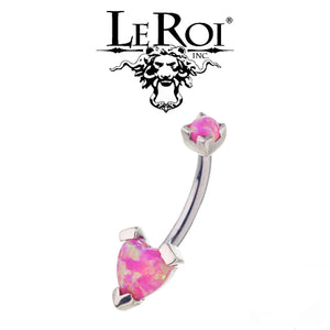 LeRoi Tres Jolie opal heart navel barbells (int threads)