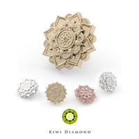 Kiwi Diamond -  14k Mandala flower threadless end
