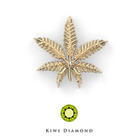 Kiwi Diamond -  14k Marijuana leaf threadless end
