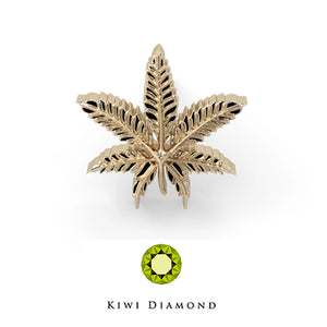 Kiwi Diamond -  14k Marijuana leaf threadless end