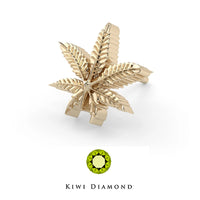 Kiwi Diamond -  14k Marijuana leaf threadless end
