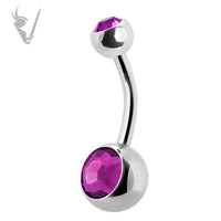 Valkyrie - Stainless steel double jeweled navel barbells
