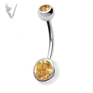 Valkyrie - Stainless steel double jeweled navel barbells