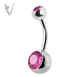 Valkyrie - Stainless steel double jeweled navel barbells