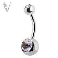 Valkyrie - Stainless steel double jeweled navel barbells
