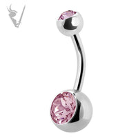 Valkyrie - Stainless steel double jeweled navel barbells
