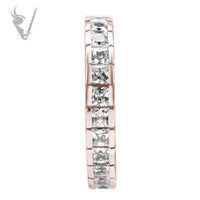 Valkyrie - Rose Gold PVD Hinged clicker ring set with square cubic zirconia