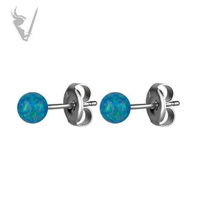 Valkyrie - Stainless steel opal ball ear studs